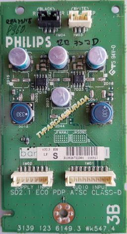 3139 123 6149.3 WK547.4, 31391236149.3WK547.4, 3139 123 6149.3, Philips 42PF5331/10, AUDIO Board, FPF42C128135UA-52